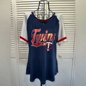 Minnesota Twins Majestic MLB Baseball Metallic Logo Shirt Women's Size Large